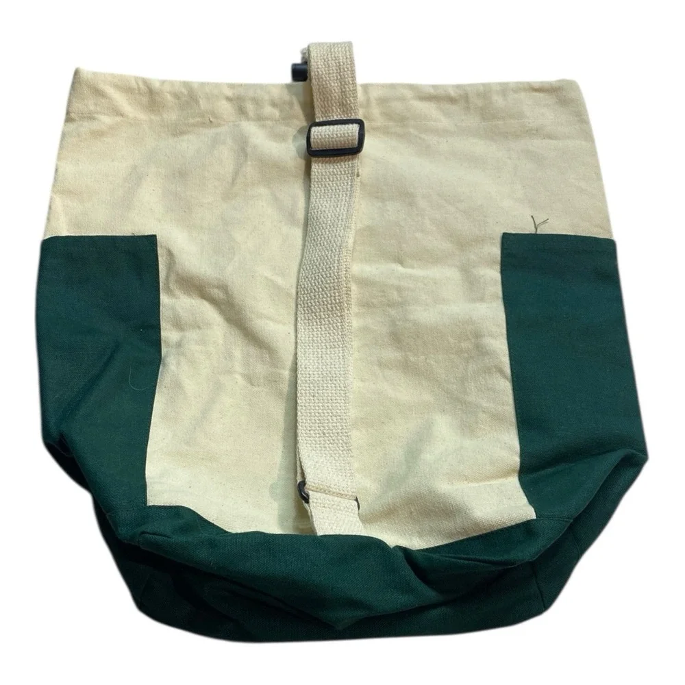 VTG 90s Parks &‎ History Association Canvas Tote Backpack Green Cotton Strap